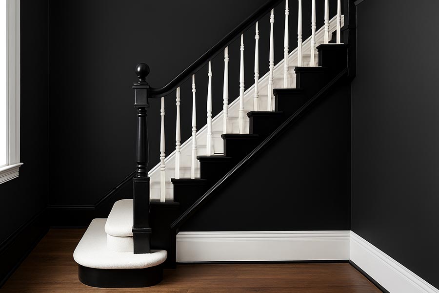Wihite and black hallway