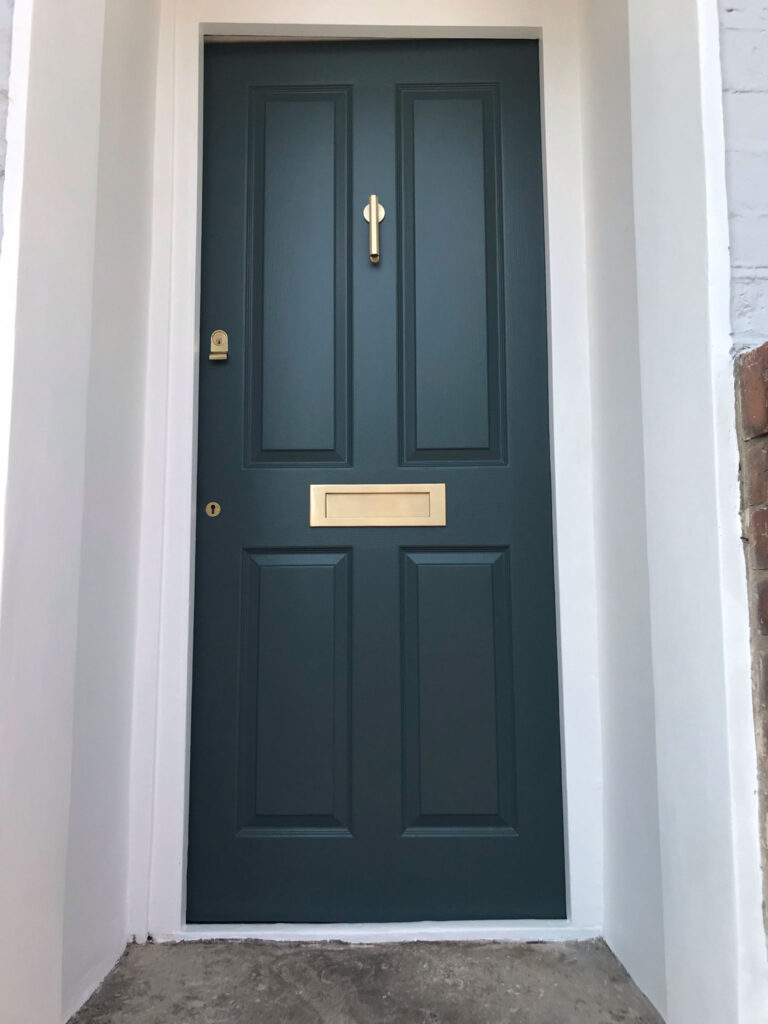 Green painted front door