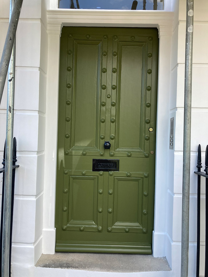 Painted front door green