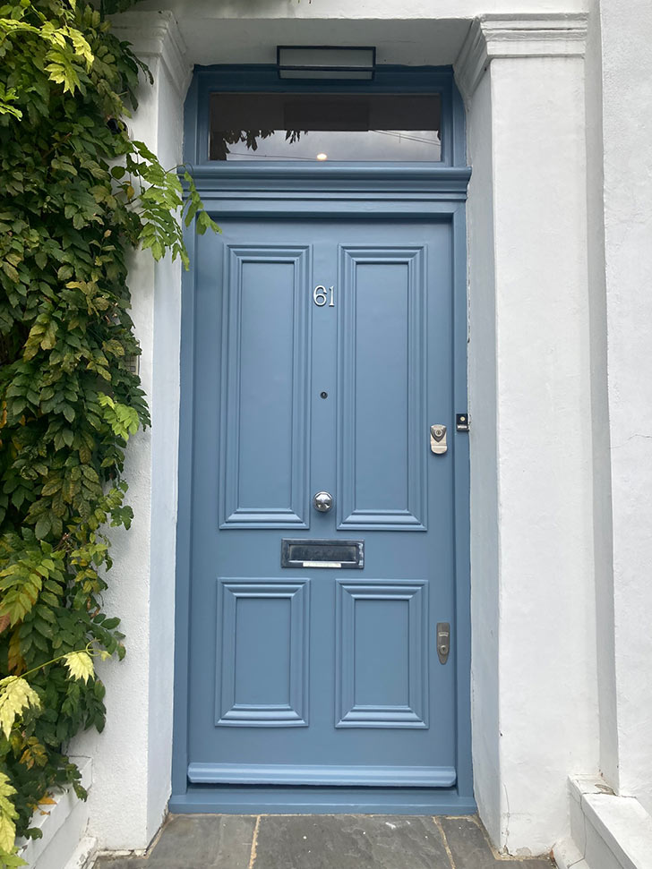 Painted front door blue