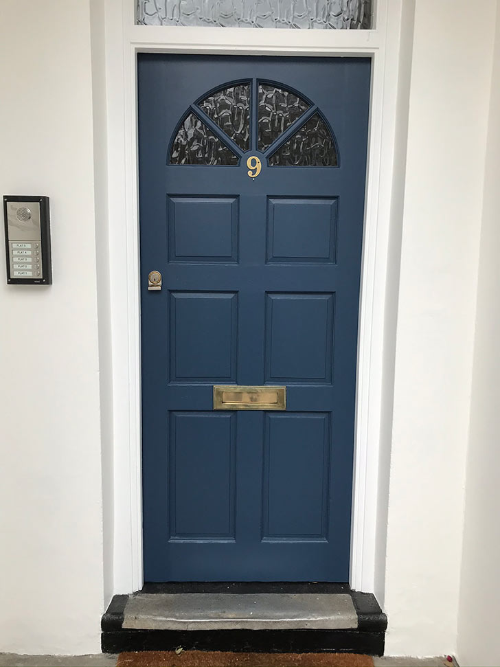 Painted front door blue